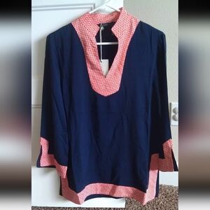 THML Navy Blue Tunic Blouse Side Vents Stitch Fix size S Small NWT